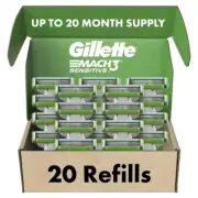 Mach3 Sensitive Mens Razor Blade Refills, 20 Count, Designed for Sensitive Skin