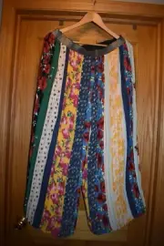 NWT Anthropologie Spirited Patchwork Wide Leg Pants L