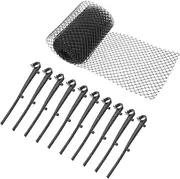 Tofficu 1Set Plastic Gutter Guard Mesh Falling Leaf Nets for Clogging Prevention Includes Ground Stakes for Secure Installation for Gardens and Balconies