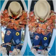 Scarecrow Wreath Door Window Table Fireplace Fall Thanksgiving Decor