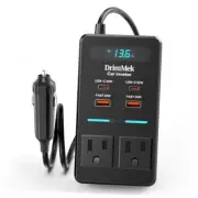 300W Car Power Inverter - Dual DC to AC Plug Adapter Outlets, 65W USB-C Fast