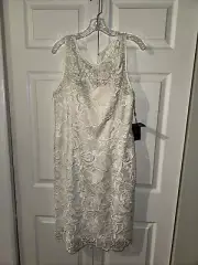 adrianna papell dress 14 Color White Lace New With Tag