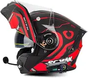 Flip Up Motorcycle Helmet with Bluetooth DOT/ECE Approved Motorbike Full Face Integrated Modular Helmet Cap Scooter Motocross for Adults Men Women F,M(57-58cm)