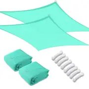2 Pack 16x12 Ft 97% UV Block Rectangle HDPE Sun Shade Sail Heavy Duty Yard Pool