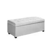 Artiss Storage Ottoman Blanket Box 97cm Leather Wh