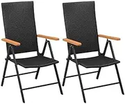 Stackable Garden Chairs 2 pcs Poly Rattan Black Patio Chair