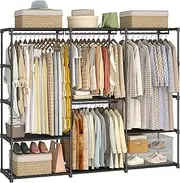 [MOGELAFOO] 81" Portable Wardrobe, Freestanding Clothes Rack with Shelves and 4 Hanging Rods, Easy Assembly, Extra Large Capacity Storage Organizer for Bedroom and Cloakroom, Black
