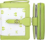 [Farcauo] Cute Green Bow Wallet for Women Small Bifold Womens Wallet Minimalist Ladies Purse with Bow Design Mini Kawaii Coin Purse with ID Window