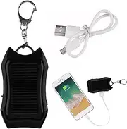 Solar Powerr Bank Keychain - 1500mAh Portable Charger Keychain | Mini Backup Powerr Solar Charger with 3 LEDs Flashlight Camping Survival Gear for All Cell Phone and Electronic Devices Outdoor
