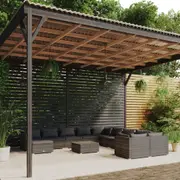 vidaXL 12 Piece Garden Lounge Set with Cushions Poly Rattan Grey