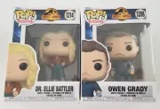 MIB lot of 2 Funko PoP! Jurassic World Owen Grady Dr. Ellie Sattler w protectors