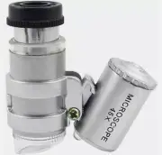 45X Mini Pocket Microscope Portable Magnifying Glass with 2 LED Lights