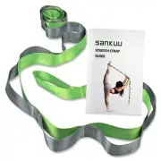 Yoga Straps Stretching Strap with 12 Loops Workout Poster, Straps for Green