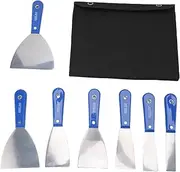 7PCS Carbon Steel Putty Scraper Set, Metal Paint Scrapers with Storage Bag, Drywall Knife Set for Plaster Repairing, Drywall, Putty, Decals, Wallpaper, Baking, Patching