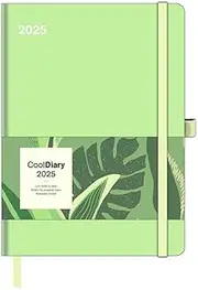 N NEUMANNVERLAGE - Matcha 2025 Cool Diary, 16x22cm, Wochenkalender mit Banderole und Lesebändchen, Tasche für Visitenkarte, Jahres- und Monatsübersicht, Mondphasen und internationales Kalendarium: Cool Diary