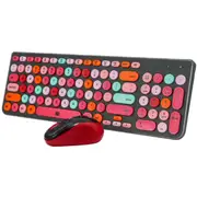 2.4Ghz Wireless Keyboard Mouse Combo Rechargeable Mac Windows Android 96 Key - Black Red