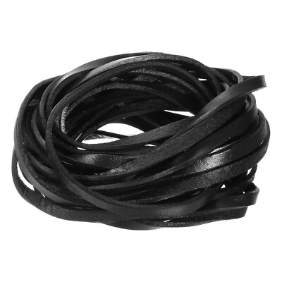 5.5 Yard 5mm Flat Leather Cord, Leather Lacing Strips for DIY Crafts Black