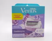 Gillette Venus Comfortglide Freesia 3 Blades 6 Cartridges New