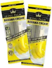 King Palm | Mini Size | Banana Cream | Prerolled Palm Leafs | 2 Pack, 4 Rolls