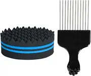 RAYWE Hair Brush Sponge with Big Holes Metal Hair Pick Comb Double-Sided Sponge Afro Comb for Hair Styling