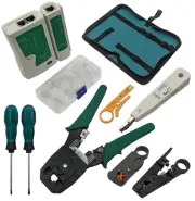 9-in-1 Network Toolkit: RJ45 Ethernet Crimper, Krone PunchDown, Cable Tester