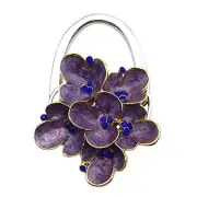 Begonia Flower Folding Handbag Purse Table Hook Hanger Holder Gift (Purple)