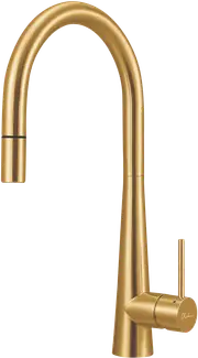 Oliveri Brushed Gold Pull Out Goose Neck Mixer