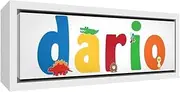 Little Helper Art Print on Framed Canvas Wood White Position Personalised with Name Dario 25 x 63 x 3 cm Multi-Coloured