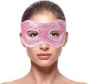 NEWGO Gel Eye Mask Reusable Cooling Eye Mak with Eye Holes, Cold Pack Eye Ice Pack Hot Cold Eye Compress for Puffy Eyes Migraine Headache, Stress Relief, Dry Eyes Dark Circles (Pink)