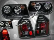 05-07 CHRYSLER 300C PROJECTOR HEADLIGHTS BLACK CCFL HALO & BLACK LED TAIL LIGHTS (for: Chrysler)