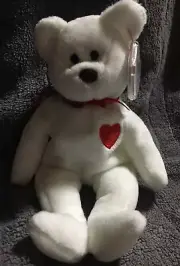 Valentino The Bear Beanie Baby PVC Pellets Brown Nose White Tag Errors RARE