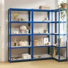 5-Tier Storage Shelf 3pcs Blue Steel Warehouse Garage Rack Industrial Shelving