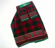 NEW NWT Red Green Gold Santa Christmas Tea Hand Towel Set 3 Bath Fingertip