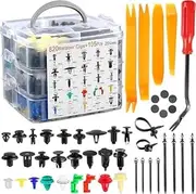 925Pcs Car Bumper Retainer Clips Plastic Rivets Fasteners Tailgate Handle Rod Clip, 26 Most Popular Sizes Auto Push Pin Rivets Set- Door Trim Panel Fender Clips for GM Ford Toyota Honda Chrysler