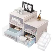 4 pack (2M+2L) Large capacity Stackable Translucent Drawer Organizers,desktop