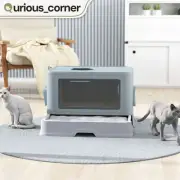 Enclosed Cat Litter Box Large Slide Out Tray Odorless Toilet Self Groomer Scoop