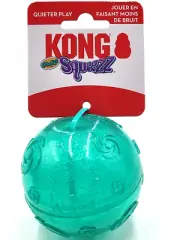 KONG Squeezz Crackle Ball LARGE Green No Squeak Toss & Play Dog Fetch Toy