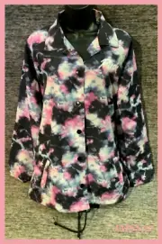 Victoria's Secret Pink Ombre Tie Dye Marble Snap Front Jacket Magenta Pink S NWT