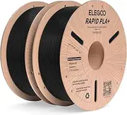 ELEGOO Rapid PLA Plus 3D Printer Filament 1.75mm Black 2KG, PLA+ Filament for 30-600 mm/s High Speed 3D Printing, Dimensional Accuracy +/- 0.02 mm, 2 Pack 1kg Spool(2.2lbs)