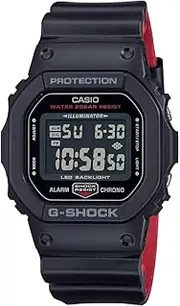 [Casio] G-Shock DW5600UHR-1D Black/Red Band Men's Digital Watch, Black/Grey Dial, 48.9 × 42.8 × 13.4 mm