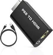 PS2 HDMI Adapter, PS2 to HDMI Converter with 3.5mm Headphone Audio Jack, Video Format Converter for PS2 HDTV HDMI Monitor