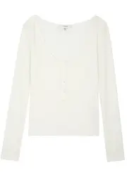 Frame Ribbed Stretch-jersey top - White - L (UK14 / L) L (UK14 / L)