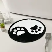 Black White Cat Bathroom Rug Yin Yang Round Bath Rug Cute Lovely Animals Bath...