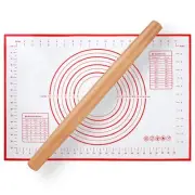 Wood French Rolling Pin for Baking, Wooden Dough Roller with Silicone Baking ...