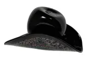 Unique Blown Glass Black Oil Slick Hat - Artist Mike Noe Signed