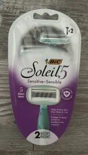 BIC Soleil Women's Disposable 5 Blade Razor Flexible Blades Sensitive 2-Pack
