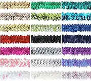 Stretch Sequin Trimming Braid,Metallic Glitzy Trim. Elastic 2 Row,2cm for Crafts,Costume Dress,Millinery Hats,Wedding & Bridal. 20 Colours,Sewing & Decoration. Neotrims UK [AB White-Pink, 2YDs]