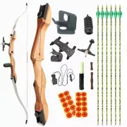 Archery Recurve Bow Set Wooden Takedown 14-40lb Bamboo Core Limb Hunting Target