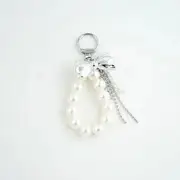 Bow / Heart / Faux Pearl Alloy Bag Charm Keyring (Various Designs) 04 - X83 - Silver - One Size