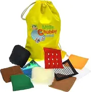 Little Chubby One Sensory Textured Squares - Mini Pillows and Patches - Set of 20 Different Covered Squares Promotes Sensory Learning Motor Skills Tactile Awareness and Vocabulary Great Kids